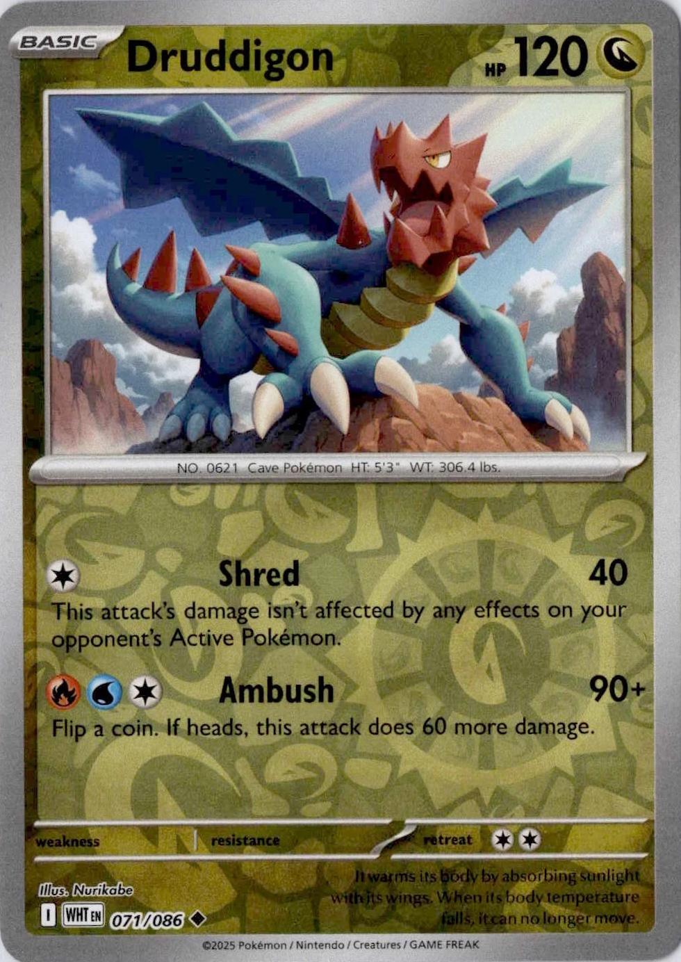 White Flare Druddigon [Reverse] Pokémon card